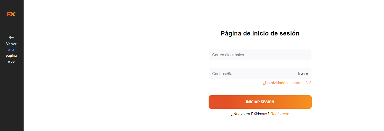 Inicia sesión en tu cuenta de FXNovus