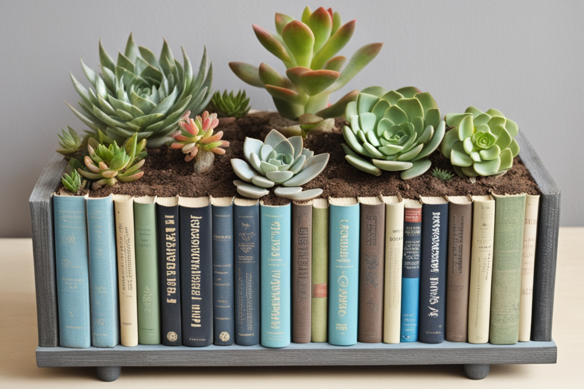 Succulent planter made from repurposed books