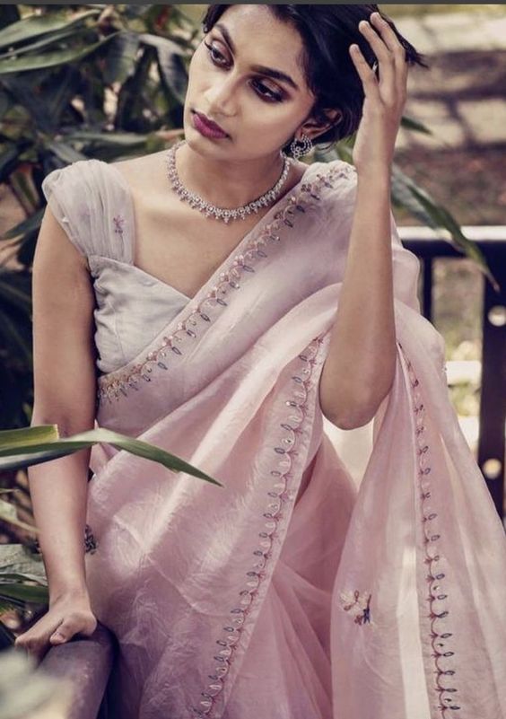 Transparent Chiffon Saree with Blouse Piece