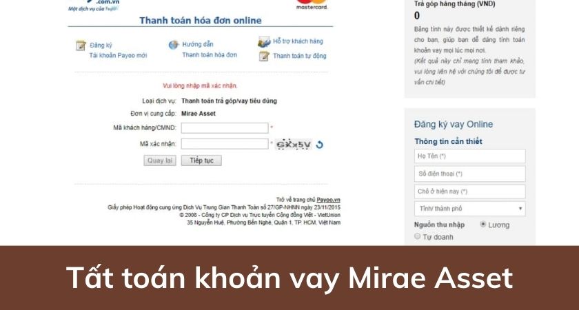 Tất toán khoản vay Mirae Asset