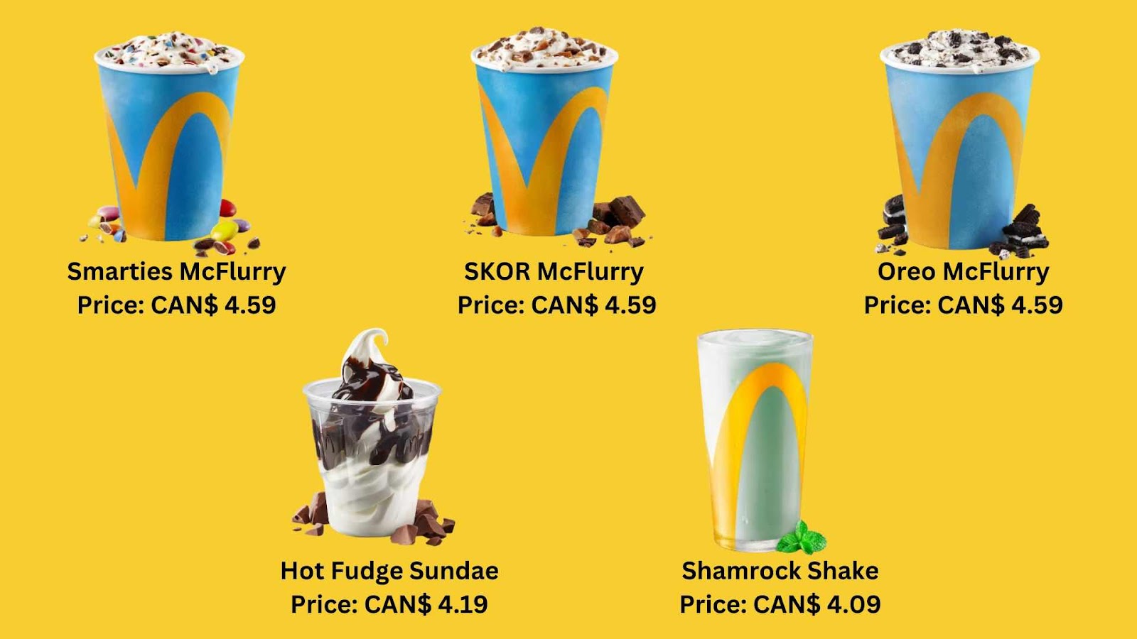 McDonald's Desserts & Shakes Menu Items