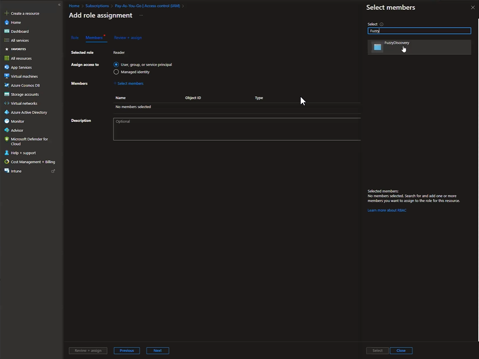 Setup of Discovery Connection Azure