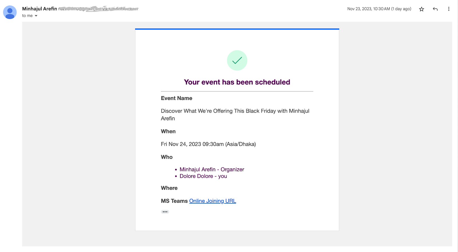 meeting confirmation email