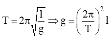 công thức tính gia tốc trọng trường của con lắc đơn dao động điều hòa