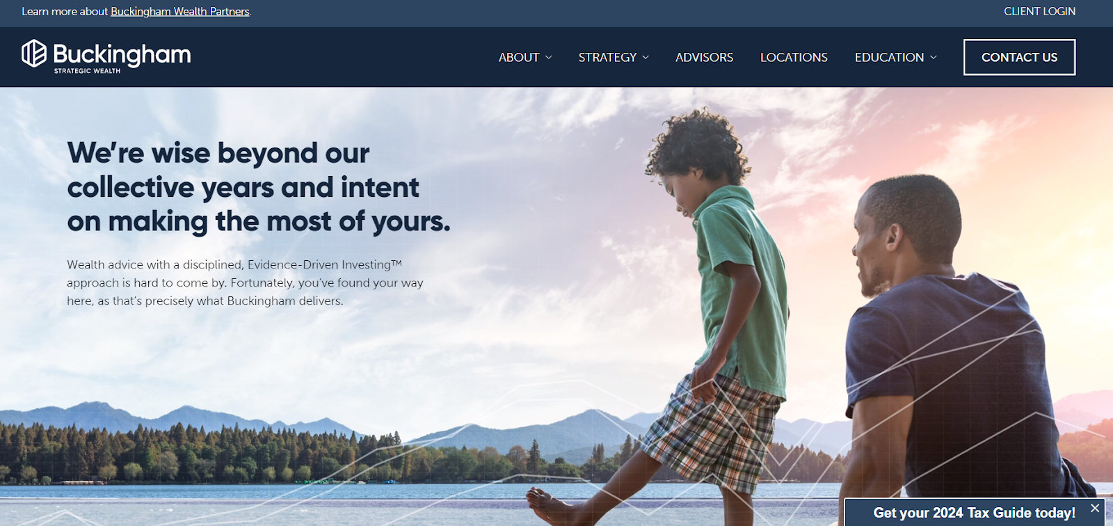 A screenshot of the Buckingham Wealth website header.