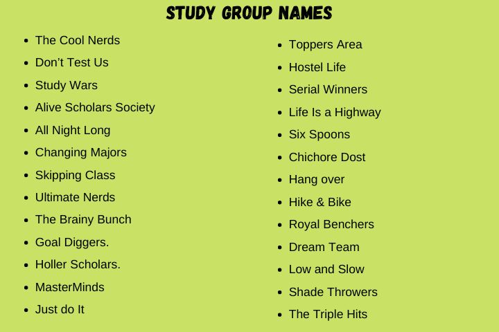Study Group Names