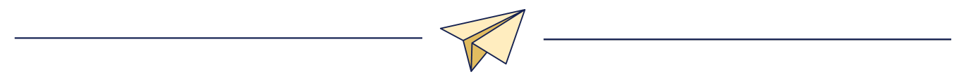 A line with a paper airplane in the middle, indicating the start of a new section.