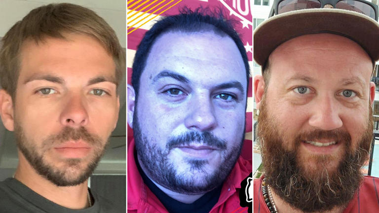 Family and friends of Clayton McGeeney, left, David Harrington and Ricky Johnson, right, are clamoring for answers after the three men inexplicably died in freezing temperatures outside their friend's Kansas City home. Facebook