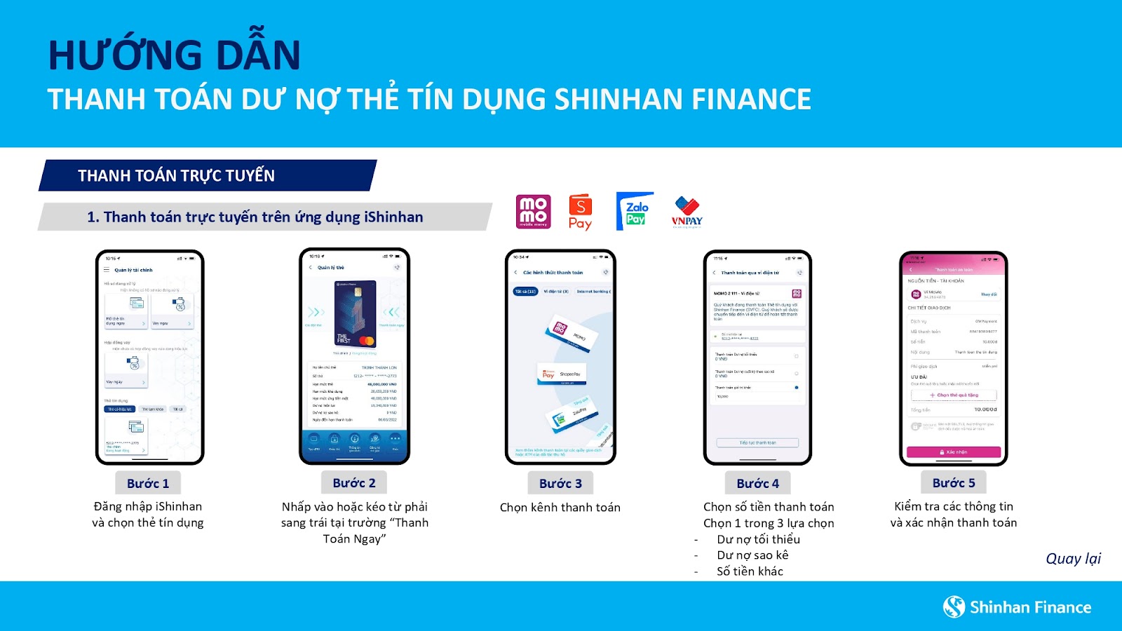 Cách thanh toán thẻ tín dụng Shinhan