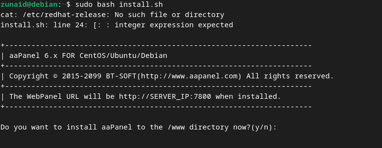 install aaPanel on Debian