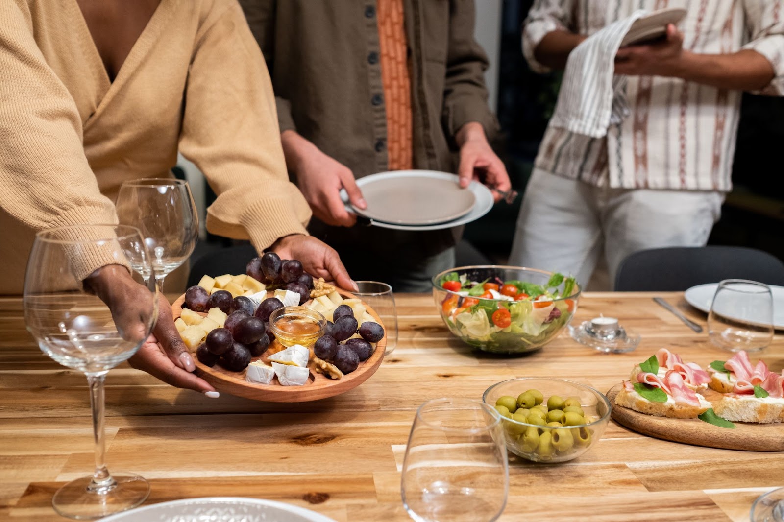 Friends Enjoying Appetizers at Dinner Party