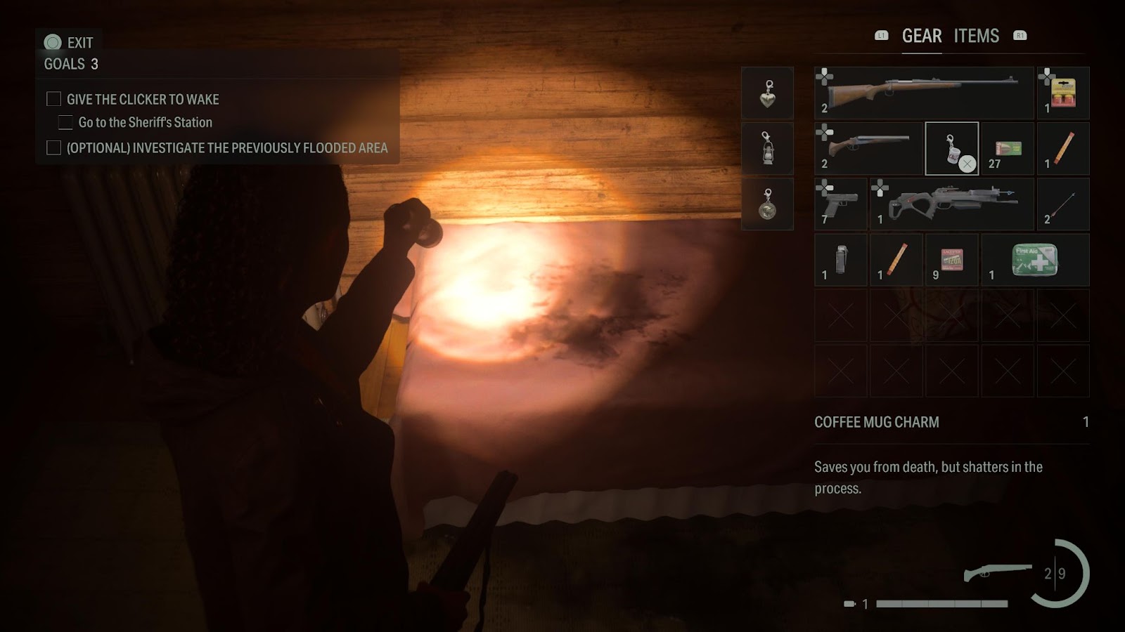 An in game screenshot of Saga's inventory from Alan Wake 2. 