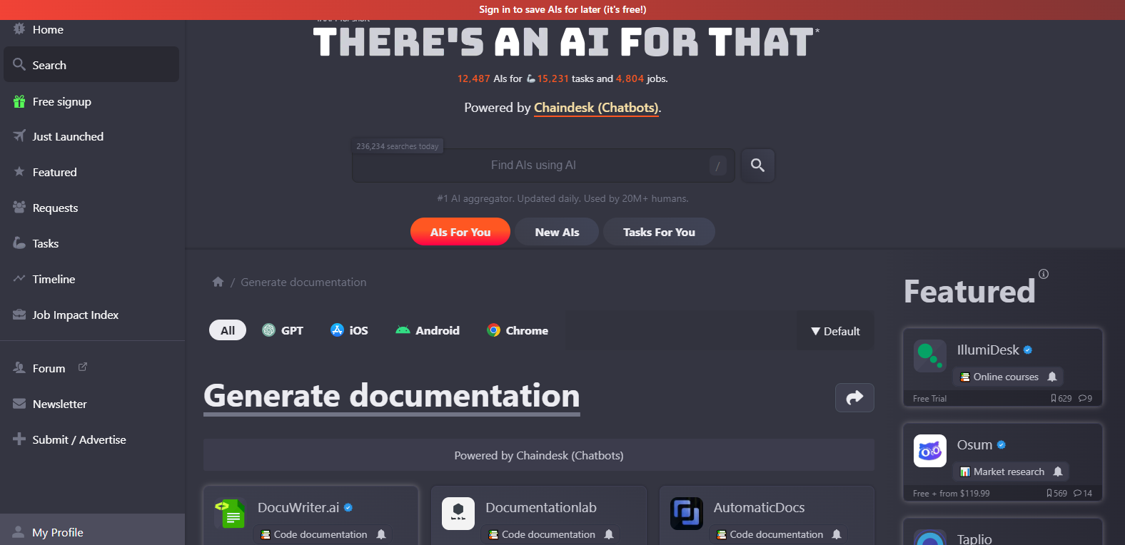 AI Documentation Generators on "There's An AI For That"