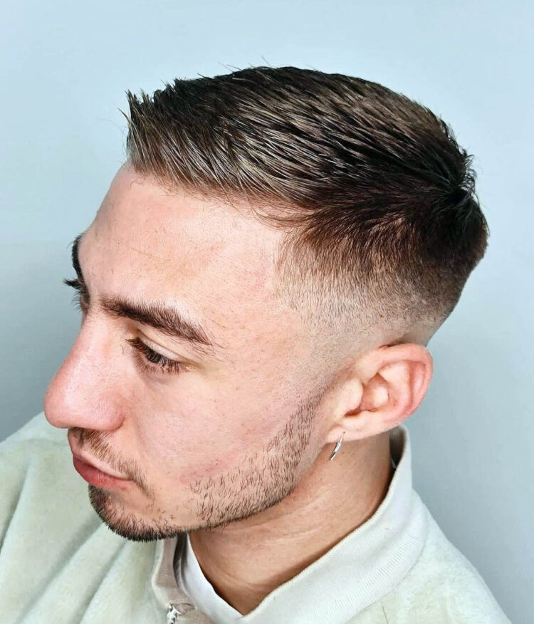 Picture of a man rocking the crew  cut style