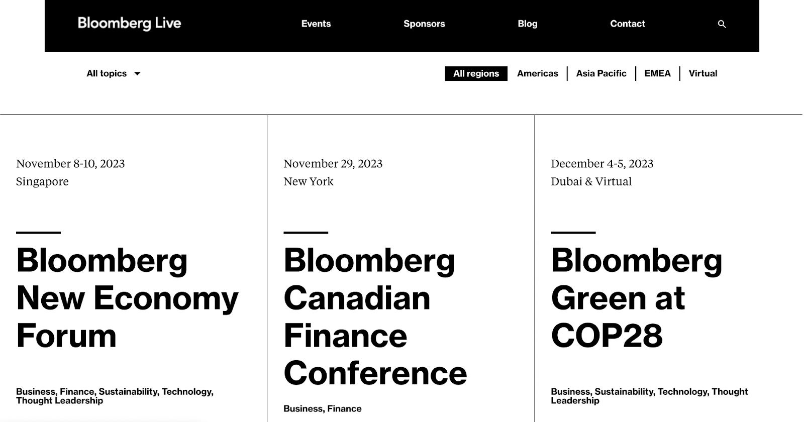 event website examples, bloomberg