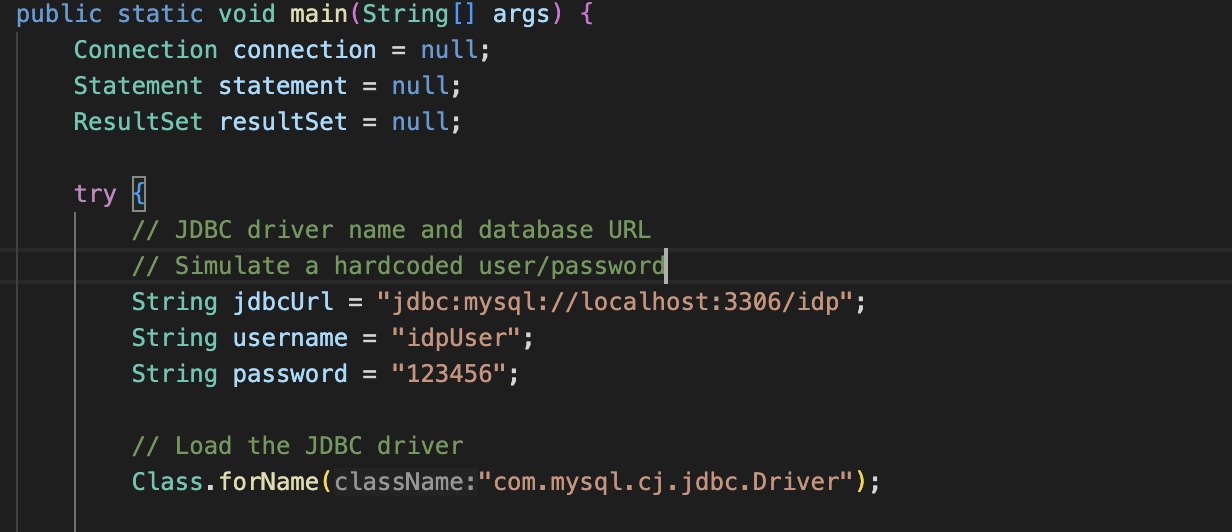Imagem do artigo sobre vulnerabilidades de aplicação com código Java contendo credenciais expostas.