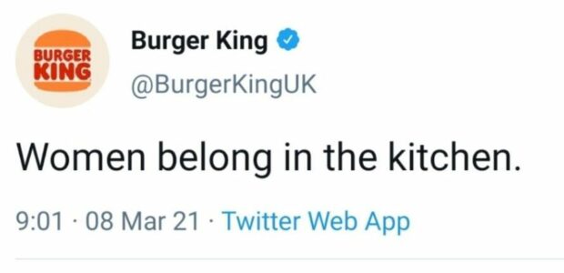 post from Burger King on International Women’s Day