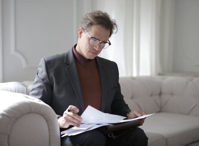 lawyer reviewing the documents