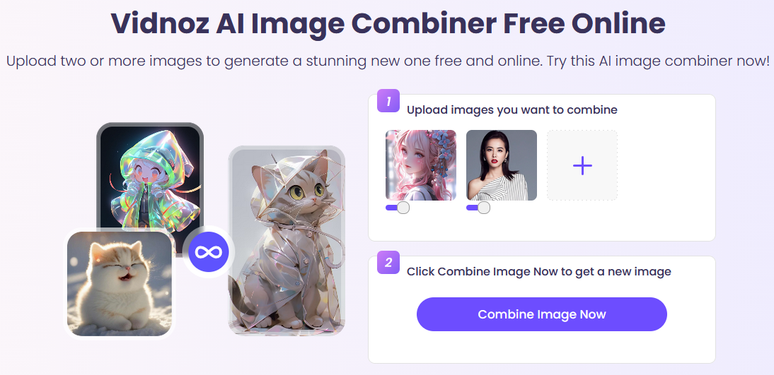 Alternative Way to Apply AI Anime Filter by Using Vidnoz AI Image Combiner