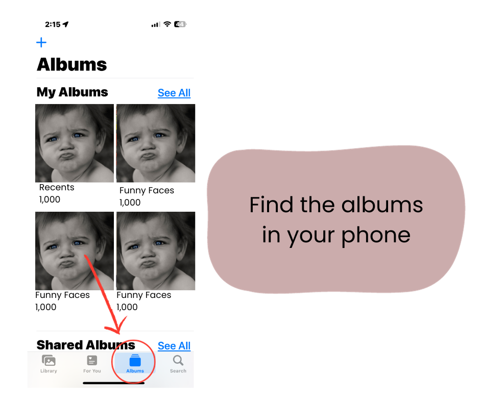 Find albums in your phone