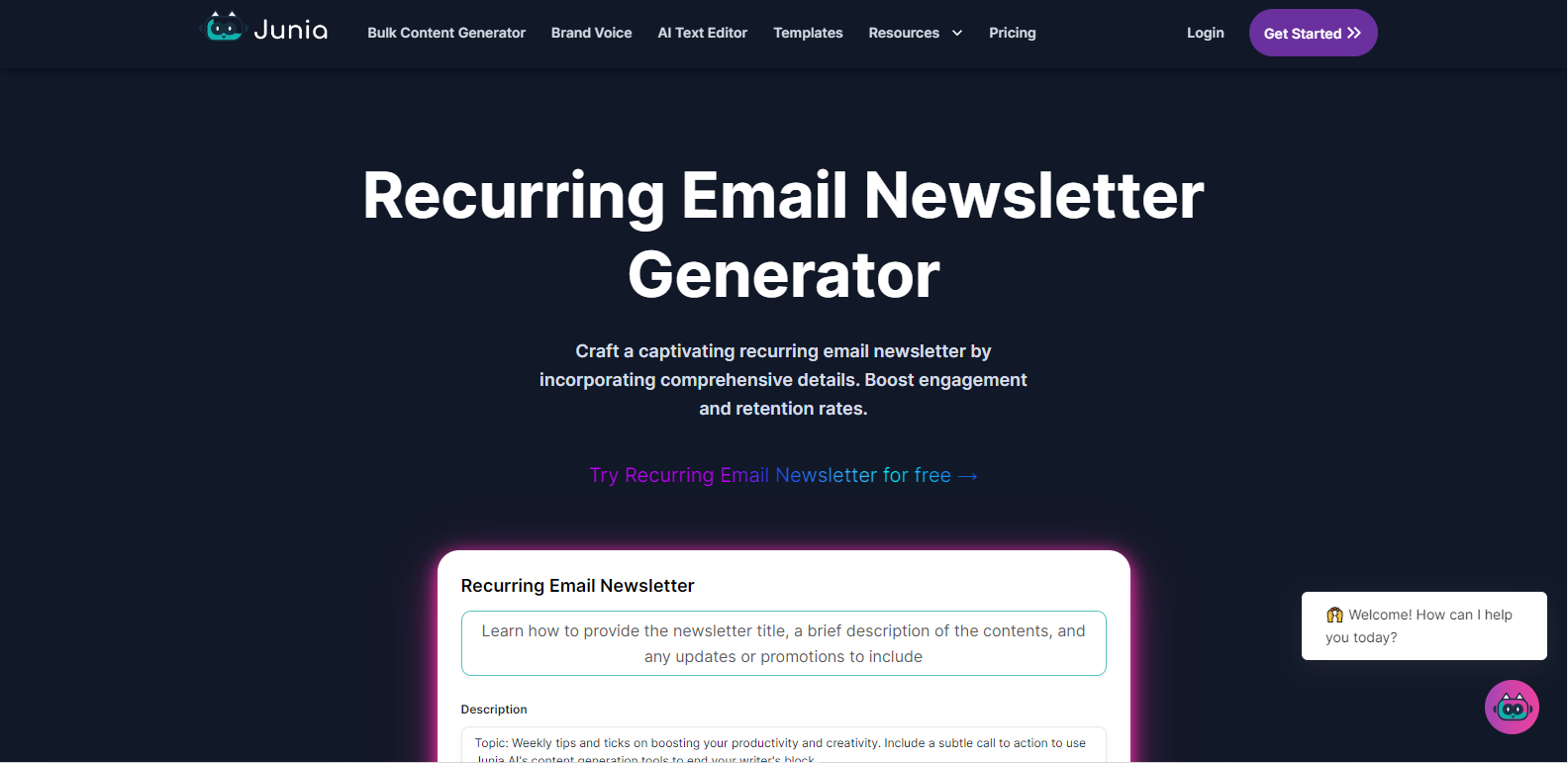 Junia AI Newsletter Generator