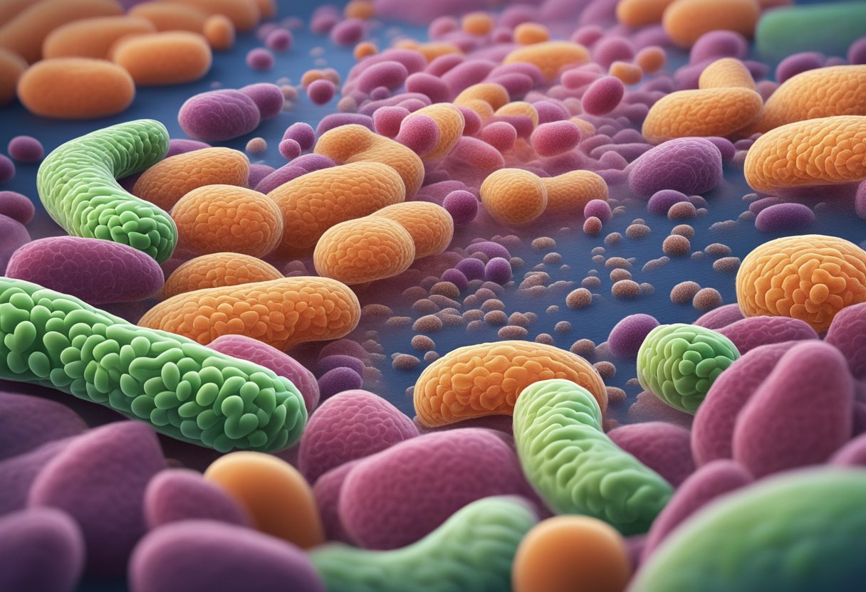 A disrupted intestinal microbiota is shown through imbalanced bacteria and inflamed gut lining