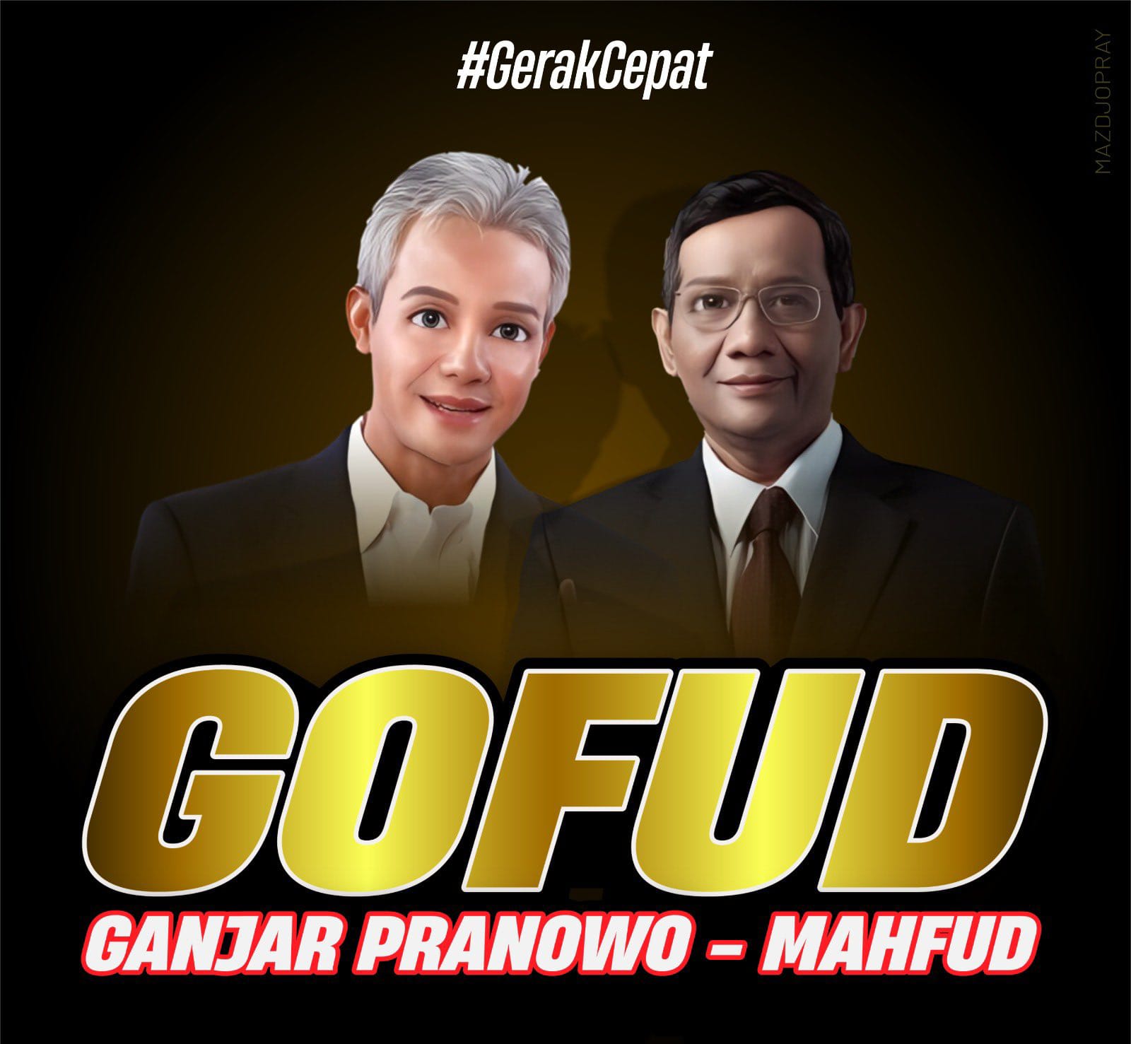 Poster Go-Fud sebagai nama singkatan untuk Ganjar dan Mahfud MD. 