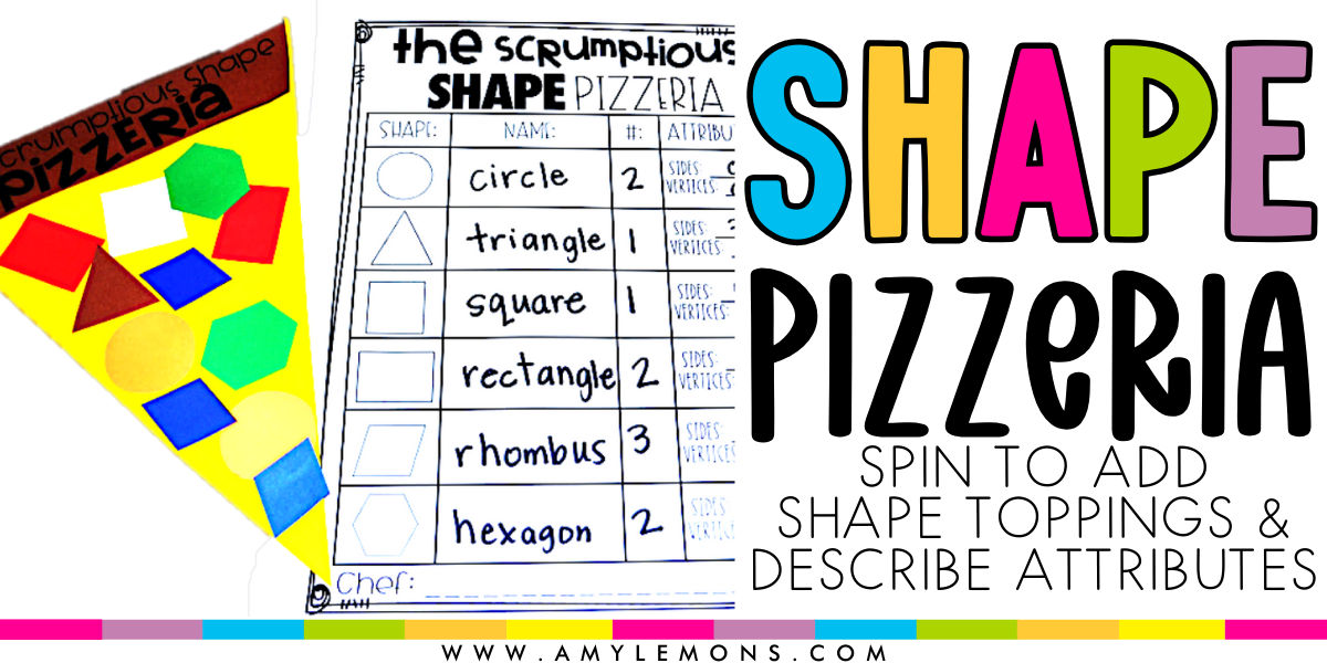 Shape practice for students with a pizza slice and shape toppings.