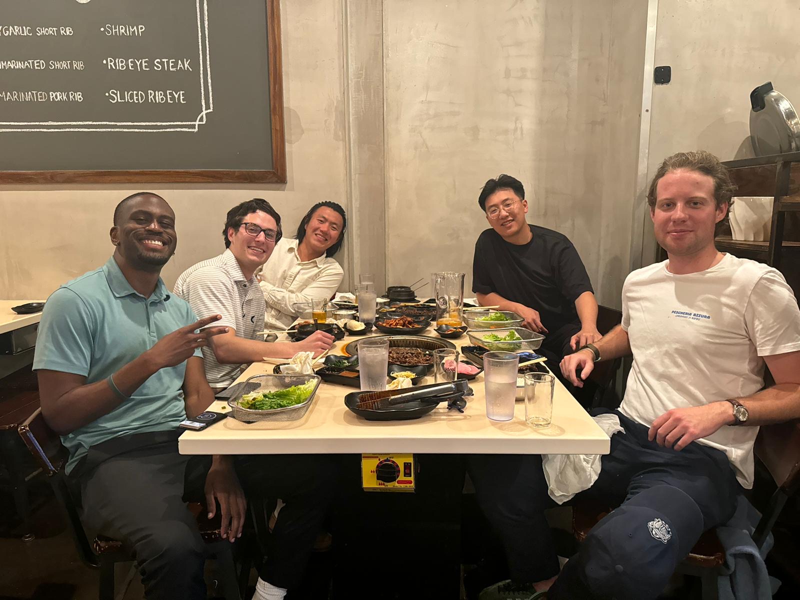 Scheiner and his classmates had dinner together after completing their final presentation in their Economics of Climate Change course.