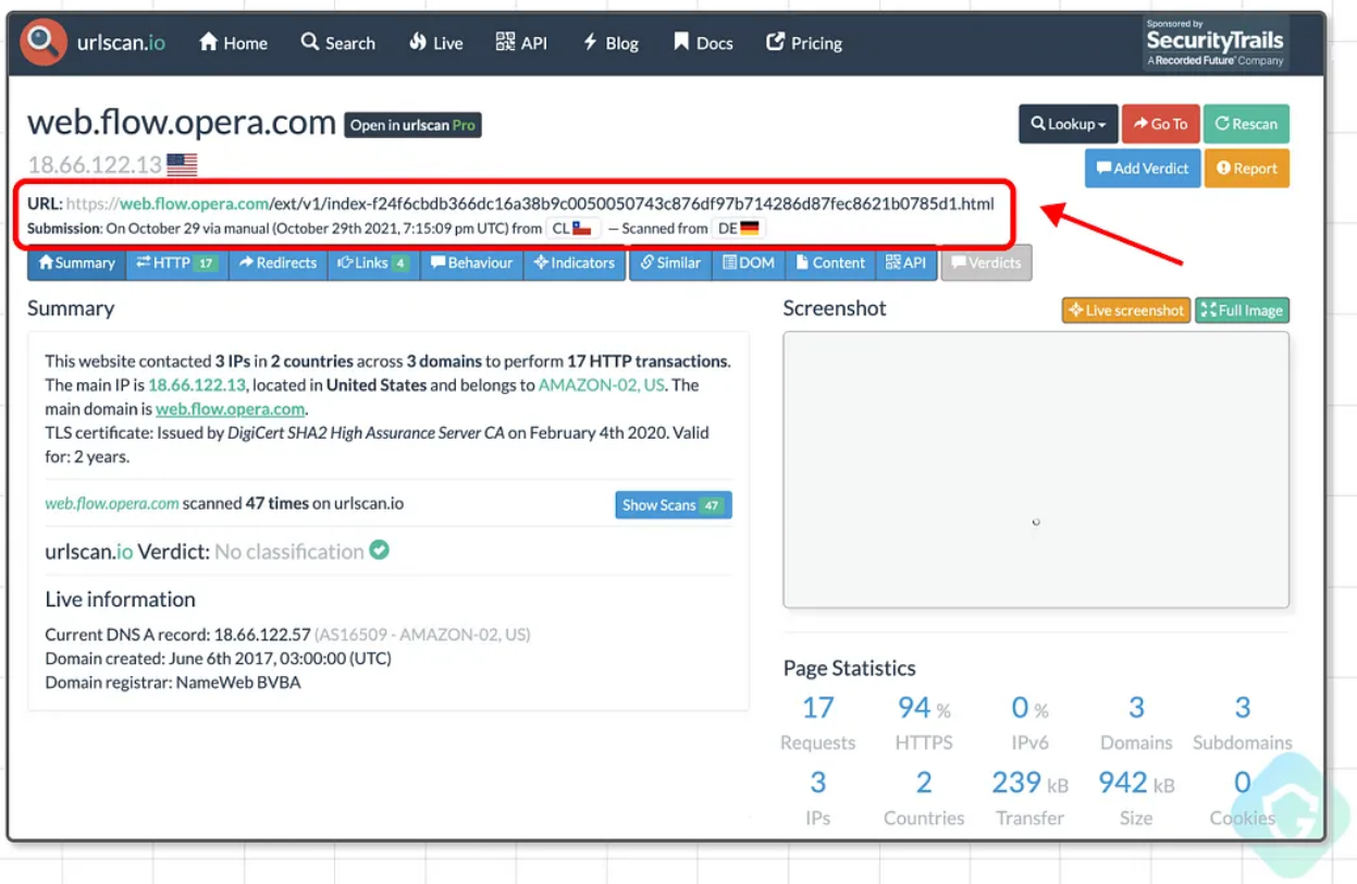 A immediate interrogate connected web page scans 