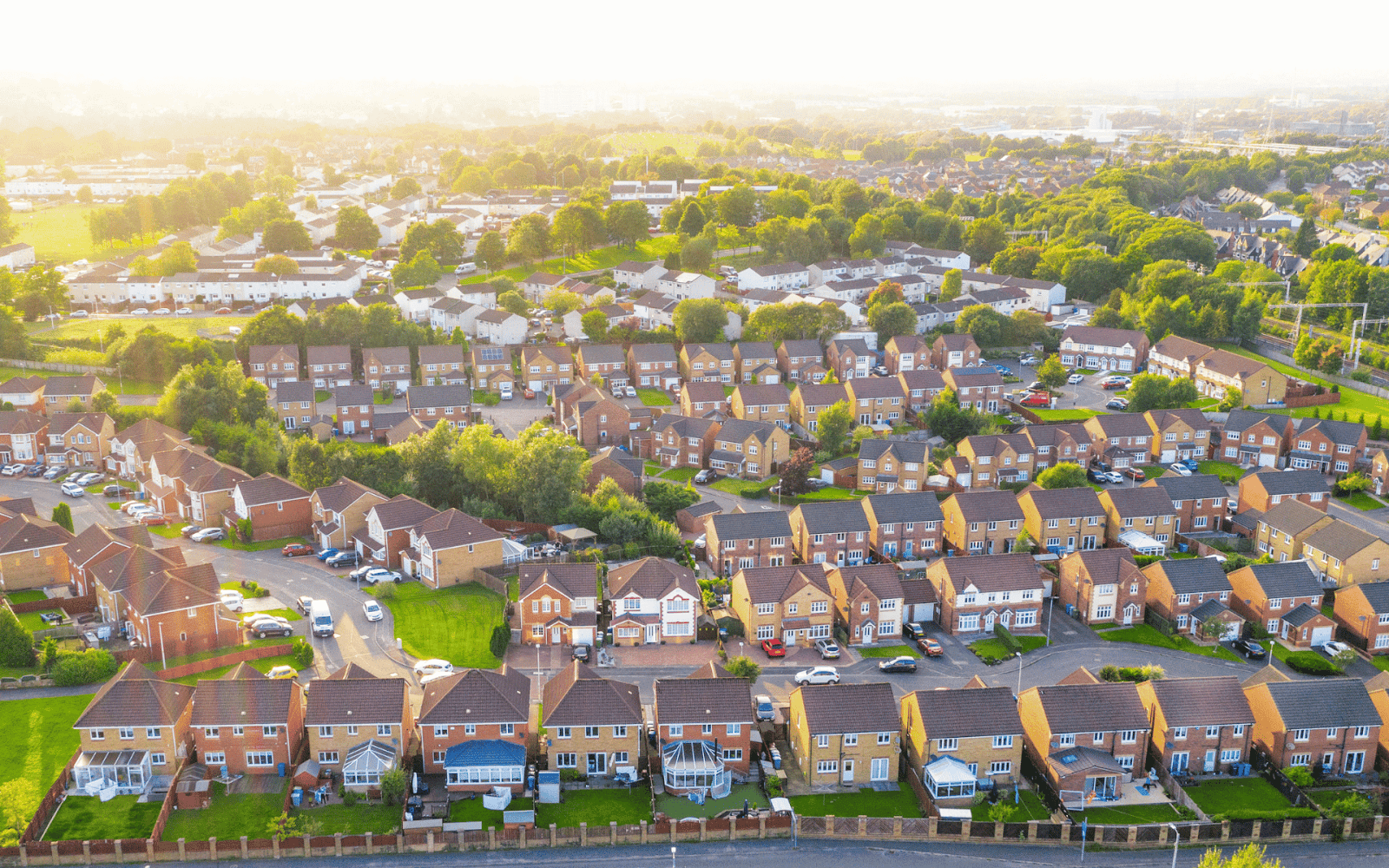 A aerial view of a neighborhoodDescription automatically generated