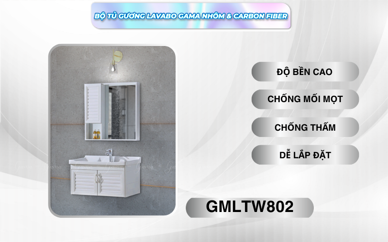 Bộ tủ gương Lavabo GAMA cao cấp GMLTW802
