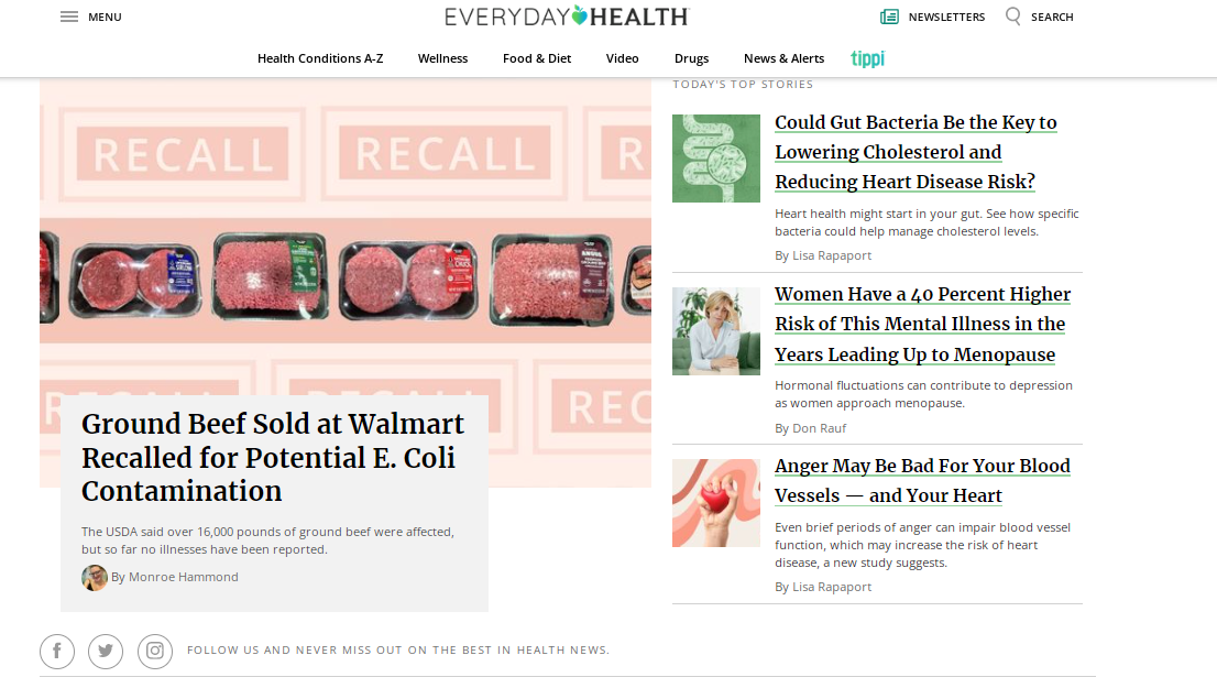 Homepage of Health and Wellness Blog - Everyday Health