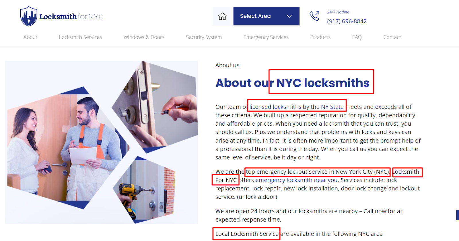 Locksmiths Website’s Home Page Optimization