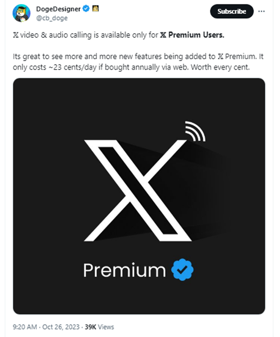 X Premium Users New Features tweet
