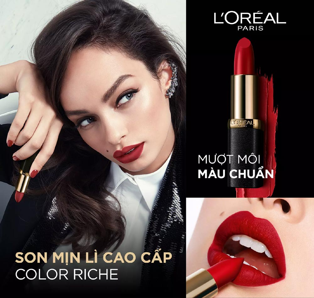 Son thỏi đỏ L'Oreal Color Riche Matte Dạng Lì Mịn Môi đỏ Ruby