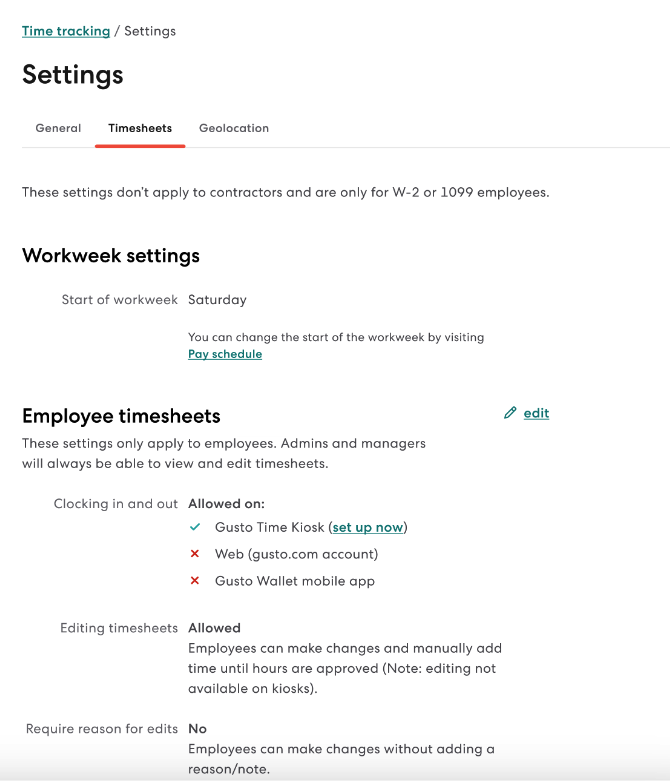 Configurable timesheet settings
