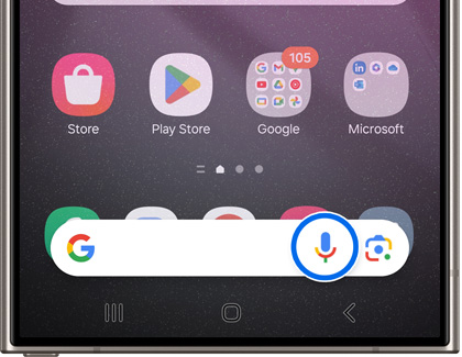 Google Assistant microphone icon highlighted