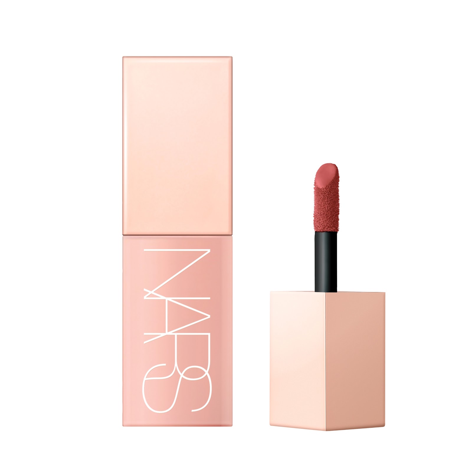 A pink lipstick with a tube of liquid

Description automatically generated