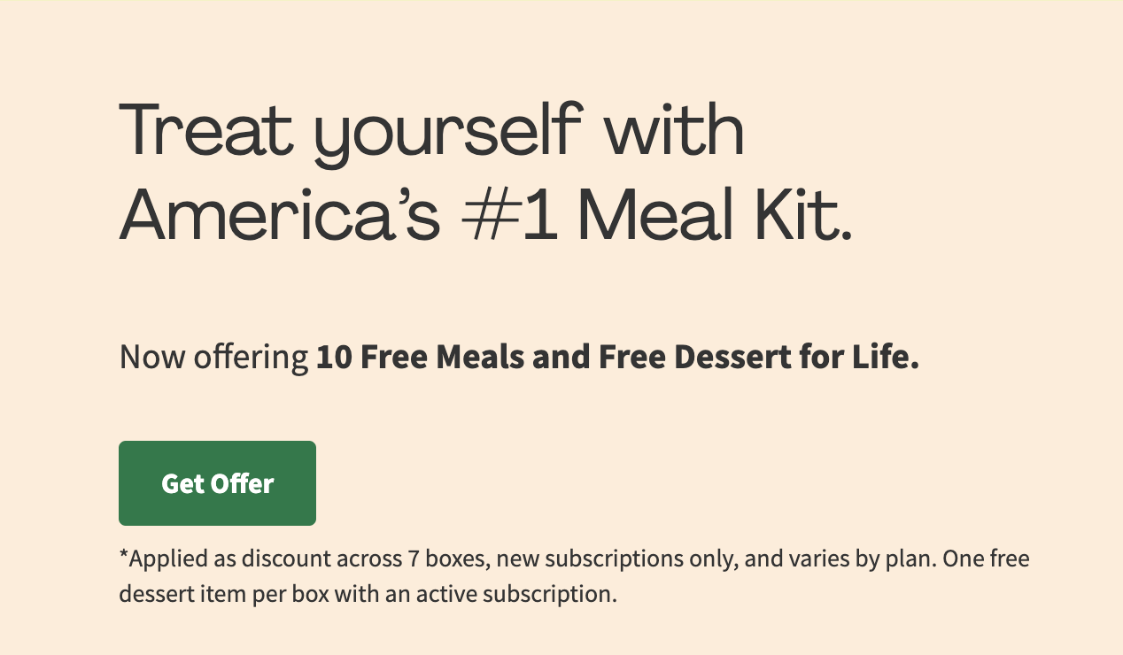 Screenshot of HelloFresh’s customer acquisition coupon