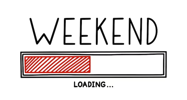 Infographic Designed With Red Colored Bar and Illustrates Weekend is Loading