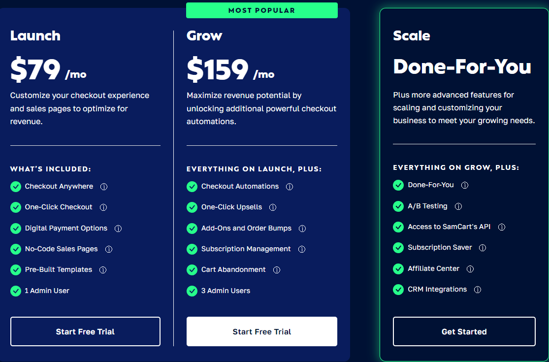 Pricing Plans for SamCart