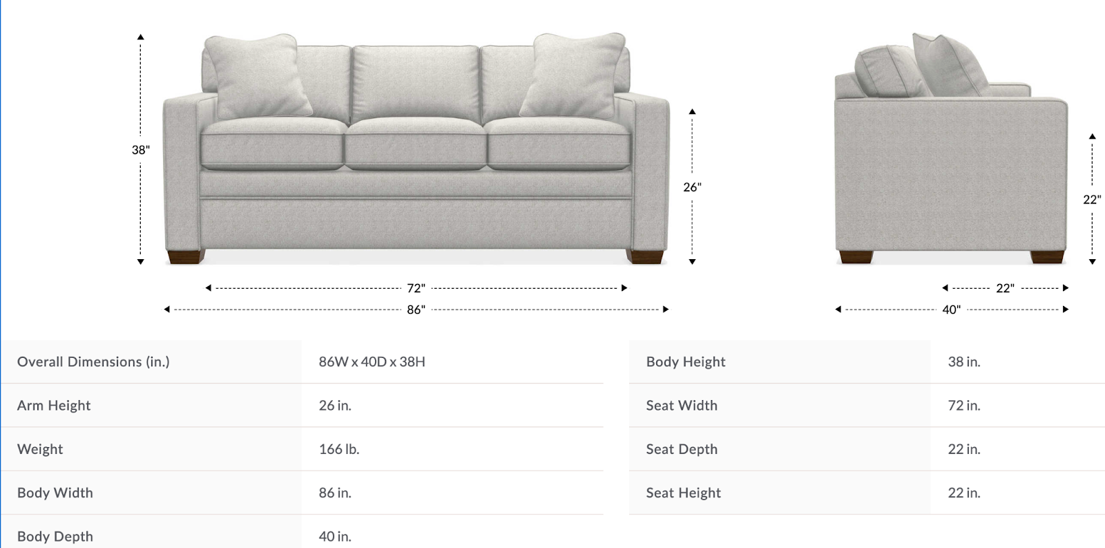 meyer sofa size