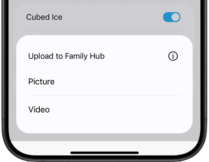 Upload to Family Hub pop-up with Picture and Video as options