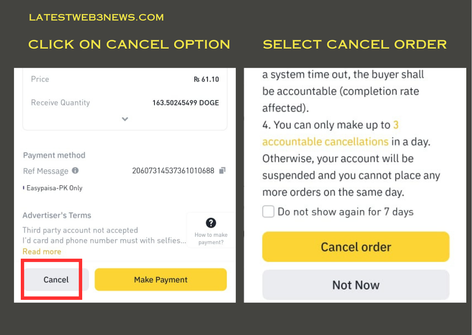 Order Cancellation On Binance