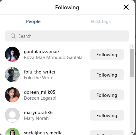 Difference between Followers and Following on Instagram - Following