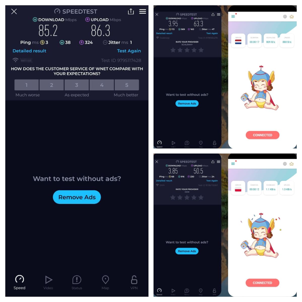 Thunder VPN for Android has two available locations for the free plan