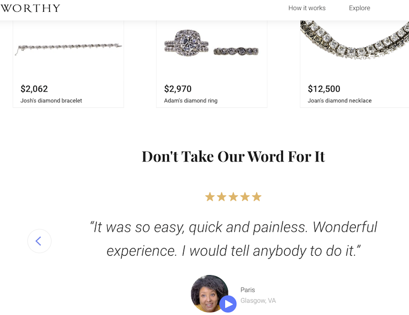 A five-star review of Worthy.com as an easy way to learn how to make $400 fast. 
