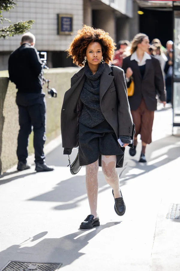 London Fashion Week AW24: Picture of a attendee looking good in a coat for the fashion show
