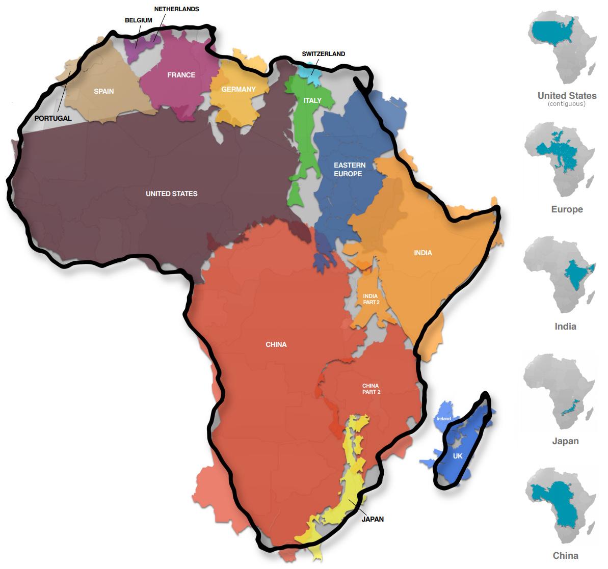 The True Size of Africa Map